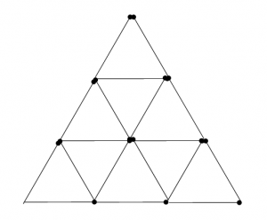 Degtukai - piramidė ir penki trikampiai