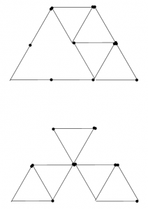 Degtukai - piramidė ir penki trikampiai - atsakymas
